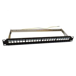 WP WPC-PAN-BF24 Panel de Conexiones Universal RJ45 para Módulos de Fibra Óptica 19 pulgadas, Color Negro, Blindado