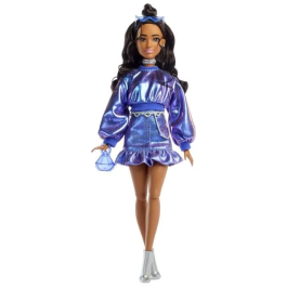 Mattel Barbie Muñeca Deluxe Metallic con Jersey Azul