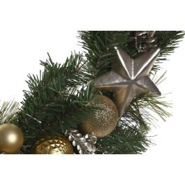DKD Home Decor Corona de Navidad Moderna LED Verde Dorado Ø60x10 cm, con 50 Luces y Funciona con 3 Pilas AA (Pack de 2)