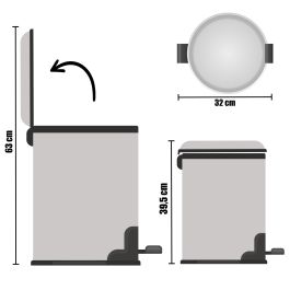 Papelera 12L Acero Inoxidable Con Pedal Berilo 31X38CM (4 Unidades) Papelera 12L Acero Inoxidable Con Pedal Berilo 31X38CM (4 Unidades)