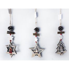 DKD Home Decor Decoración Colgante de Navidad Tradicional en Madera Marrón Rojo Blanco Largo 11 x Ancho 10 x Alto 37 cm - Set Surtido de 12 Unidades Precio: 14.4474. SKU: B1JQ87PAMJ