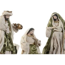 DKD Home Decor Nacimiento Navidad Moderno Beige Verde Poliéster - Set 9 Piezas para Decoración Navideña del Hogar 15x30x20 cm