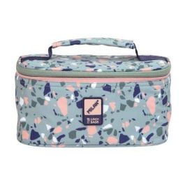 NEVERA / BOLSA ISOTERMICA PORTA ALIMENTOS MILÁN TERRAZO GREEN COLOR VERDE Y ROSA - 1 RECIPIENTE - CAPACIDAD 1.5L - BOLSILLO INTERIOR CON CREMALLERA