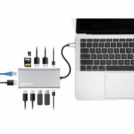 MANHATTAN 12-en-1 Docking Station USB-C con 3xHDMI, 4xUSB, DisplayPort y RJ45