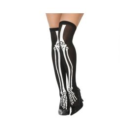 Medias Negras con Diseño de Huesos Blancos para Mujer - Accesorio Halloween Precio: 1.49999949. SKU: B1DKJKPBF6