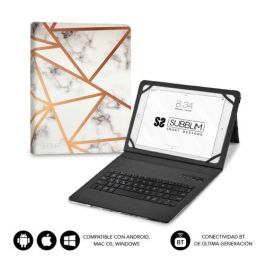 SUBBLIM funda de tablet con teclado bluetooth Keytab Pro BT Trendy Marmol Blanco