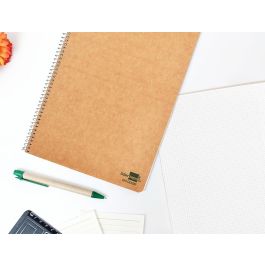 Cuaderno Espiral Liderpapel Folio Ecouse Tapa Cartulina Kraft 80H Papel Reciclado 80 gr Cuadro 4 mm Con Margen 8 unidades