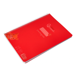 Liderpapel Cuaderno Espiral A4 Pautaguía Tapa Plástico 80 Hojas 90gr Cuadro Pautado 3mm Con Margen Rojo