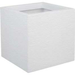 EDA PLASTIQUE Caja de flores cuadrada Graphit Up - 21 L - 29.5 x 29.5 x 29.5 cm - Cerusie blanco