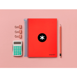Antartik Cuaderno Espiral Micro A5 Tapa Forrada 120 Hojas 90g Liso Con Bandas 6 Taladros Rojo