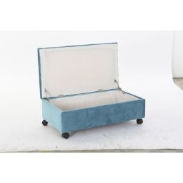 DKD Home Decor Descalzadora Baúl Glam Viridian Verde Azulado Gris Poliéster Álamo 39.5x70x24.5 cm Altura Asiento 24.5 cm Soporta 140 kg (2 Unidades)