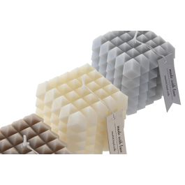 DKD Home Decor Vela Urban Geométrica de Cera Azul Gris Blanco 8x8x7 cm, 300 gr, Pack Surtido 6 Unidades