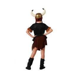 Disfraz de Carnaval Vikinga Guerrera Negro de Poliéster para Niña, Infantil 10-12 Años - Incluye Vestido y Cinturón