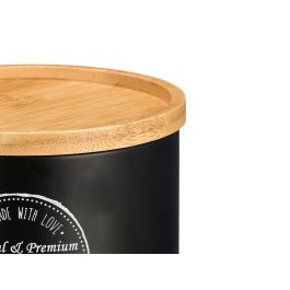 Kinvara Tarro Apilable con Tapa de Bambú, Negro, 12.7x10x12.7 cm, Surtido 2, Metal y Bambú (Set de 12)