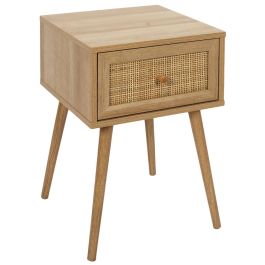 Home Deco Factory Mesita de Noche con Cajón Bali Colección Natural Madera y Ratán 39x39x55.4 cm Precio: 47.49999958. SKU: B19JPRBCML