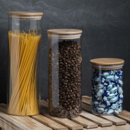 Cook Concept Bote de Vidrio 1 L Transparente con Tapa de Bambú para Conservar Alimentos