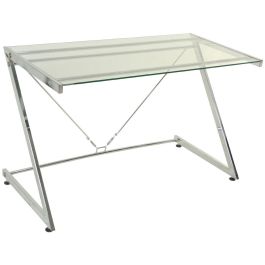 Mesa de Escritorio Alexandra House Living Blanco Transparente Cristal 124 x 76 x 60 cm