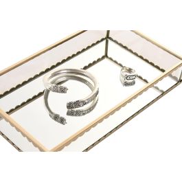 DKD Home Decor Bandeja Decoración Glam Dorado de Cristal y Metal 14 x 4 x 24 cm (4 Unidades)