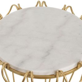 Mesa auxiliar 50 x 50 x 54,6 cm Dorado Metal Blanco Mármol