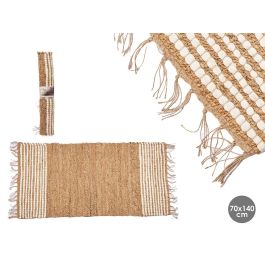 Alfombra de Yute y Algodón Natural Rayas Blanca 70x140 cm - Giftdecor (8 Unidades) Precio: 113.50000013. SKU: B14WBZMT55