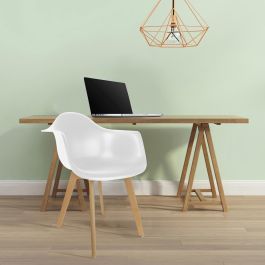 Home Deco Factory Butaca Blanca de Madera y Polipropileno Confortable 62x59,5 cm