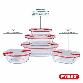 Pyrex AAAAY00560 Set 5 Recipientes Cook & Heat de Vidrio con Tapa y Válvula de Vapor para Almacenar y Microondas