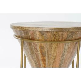 DKD Home Decor Mesita Auxiliar Moderna de Madera Mango y Metal, colores Natural y Dorado, 40x40x45 cm (Ancho x Fondo x Alto)