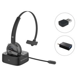 Conceptronic POLONA03BDA Auricular diadema Bluetooth con base de carga, cancelación de ruido, micrófono 270°, 22h batería, carga directa