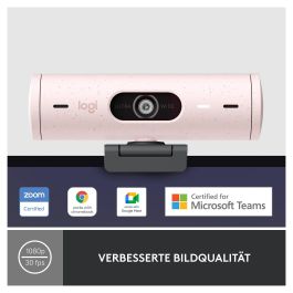 Logitech Webcam Brio 500 Rosa Full HD 1080p 4MP 90° con Clip de Montaje Universal USB-C Plug and Play Rightlight 4 HDR