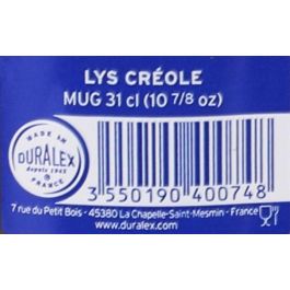 Duralex Mug Apilable Lys, Taza de Vidrio de 31 cl (310 ml), Diámetro 10 cm, Color Crema (12 Unidades)