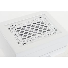 DKD Home Decor Joyero Romántico de Decoración para Guardar Joyas en MDF y Cristal - Blanco Lila 16x9x21 cm (Pack de 2)