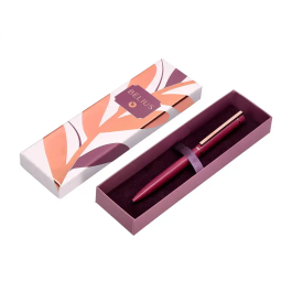 Belius Boligrafo Rose Aluminio Color Burdeos / Oro Rosa Tinta Azul Caja de Diseño 1 mm
