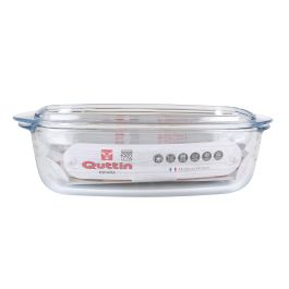 Quttin Cacerola de Vidrio Rectangular con Tapa 3L + 1.5L (3 Unidades)