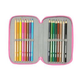 Plumier Triple Gabby's Dollhouse Confetti Rosa Turquesa 12,5 x 19,5 x 5,5 cm 37 Piezas