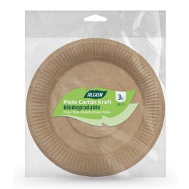 Set de 3 platos de cartón kraft 28 cm Algon (24 Unidades) Set de 3 platos de cartón kraft 28 cm Algon (24 Unidades)