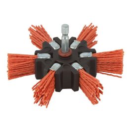 Wolfcraft 1512000 Cepillo de Abanico de Alambre de Nylon Ø100 x 20 mm Vástago Hexagonal 6,35 mm