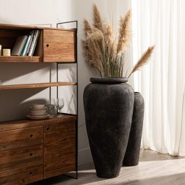 Jarrón Gris Fibra de Cemento Decoración 62 X 62 X 120 cm