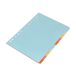 Q-connect Separadores DIN A4 Multitaladro Cartulina, Juego de 10 Unidades, Pestañas Colores Pastel