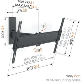 Vogels Soporte de Pared para TV TVM 1623 Full-Motion, 1 Brazo, para TVs de 40-77 Pulgadas