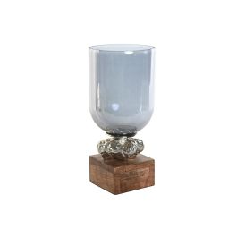 DKD Home Decor Portavela Decorativo Moderno Multicolor de Cristal y Aluminio, 16.5x38.5x16.5 cm