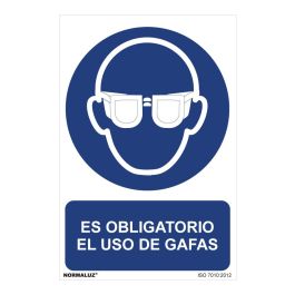 Normaluz Cartel Obligatorio Uso Gafas PVC 0.7mm 30x40cm Señal de Obligación Profesional Doméstico Blanco Azul Castellano Precio: 2.8900003. SKU: S7907034