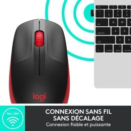 Logitech M190 Ratón Inalámbrico de Tamaño Completo, RF, Diseño Ergonómico para Manos Medianas-Grandes, Rojo, 18 Meses Batería, Seguimiento Preciso
