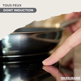 Fackelmann AABBF66246 Batería de Cocina Ginebra de Acero Inoxidable - Inducción - 2 Sartenes 24/28 cm, 3 Cacerolas, 6 Utensilios