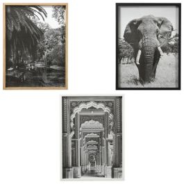 Home Deco Factory Cuadro 45x60 cm Blanco Negro Madera MDF Vidrio Papel Imágenes Blanco y Negro