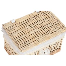 DKD Home Decor Cesta Boho Natural Mimbre/Poliéster Set de 2 - 26 x 25 x 36 cm