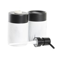 DKD Home Decor Set de 2 Accesorios de Baño Moderno de Resina y Metal Blanco Negro 7.2x16.4x7.2 cm