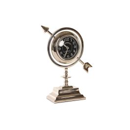 DKD Home Decor Reloj de Sobremesa Chic de Aluminio Plateado, 23x8x30 cm, Funciona con Pila AA