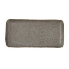 Bidasoa Bandeja Rectangular Cerámica Gio Gris 28x14 cm, Juego de 4 Unidades, Apta Lavavajillas y Microondas, Alta Resistencia