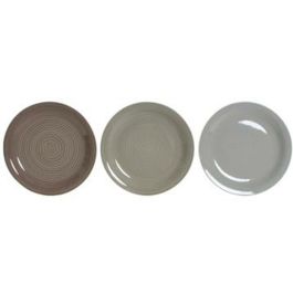 Vajilla Basicos DKD Home Decor Marron Gris 26.5 x 3 x 26.5 cm Set de 18