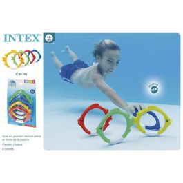 Intex 55507 Anillos de Buceo Subacuáticos con Diseño de Peces, 4 Colores. Juego de Habilidad y Destreza para Piscina Niños +3 Años